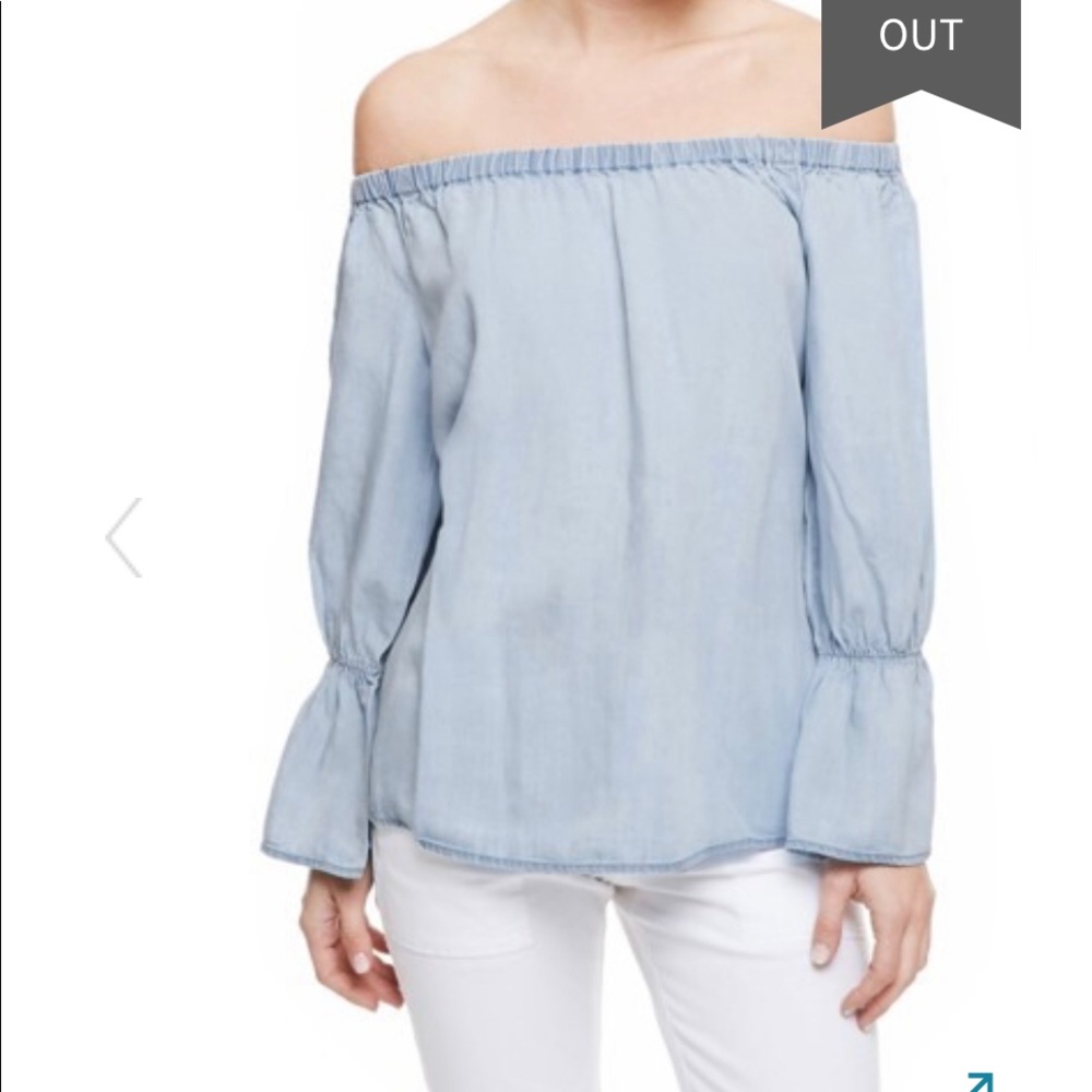 Sanctuary chambray off the shoulder top